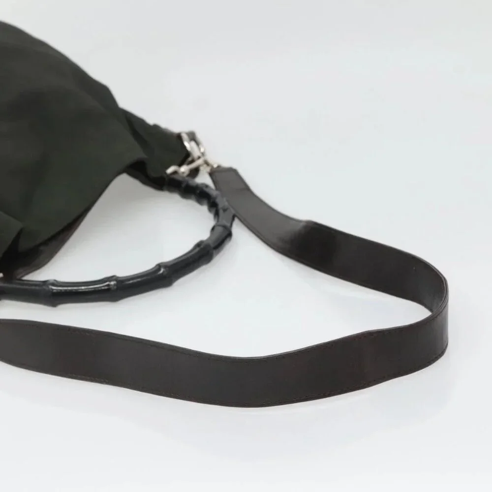 GUCCI Bamboo Hand Bag Nylon 2way Khaki Silver - Picture 4 of 16